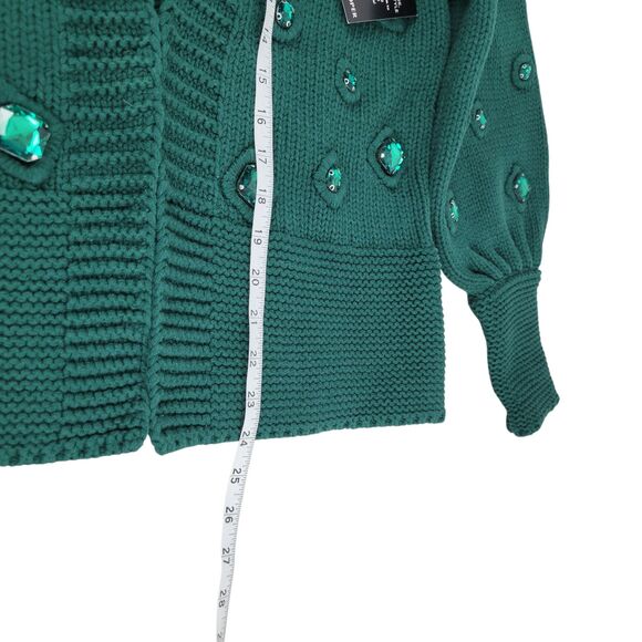 Boston Proper Cardigan Sweater Jeweled Emerald Green Women's size Large NWT - Picture 12 of 12